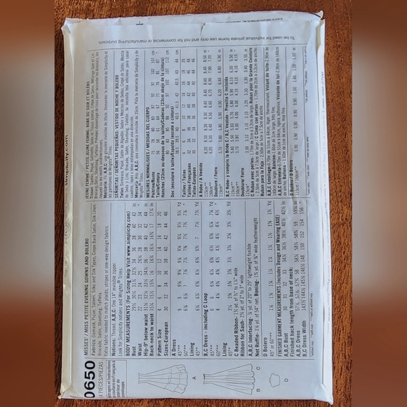 Jessica McClintock gown Simplicity sewing pattern dress #0650, sz: 4-12, NEW! - Picture 6 of 12